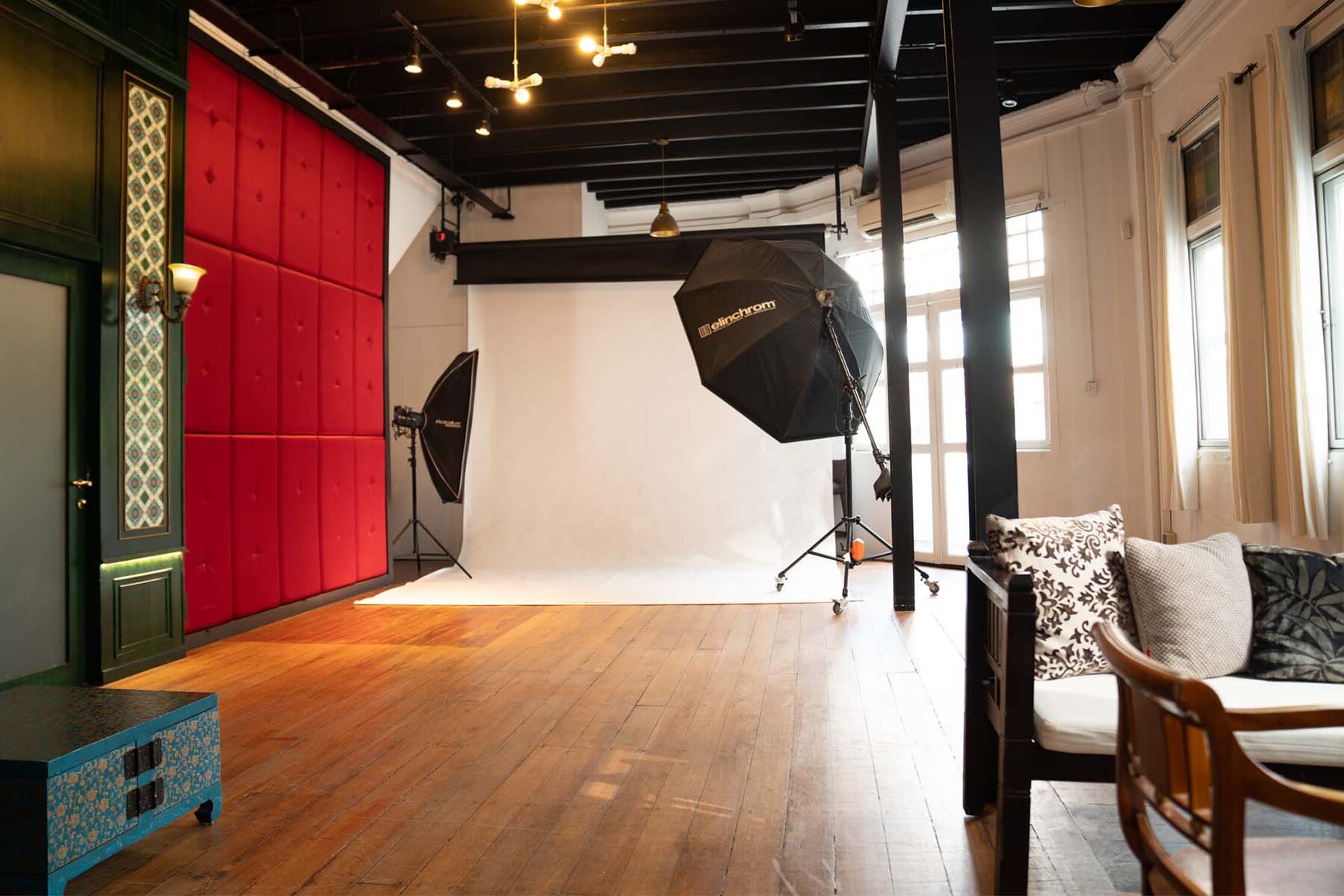 Indoor portrait photography session at White Room Studio Singapore
