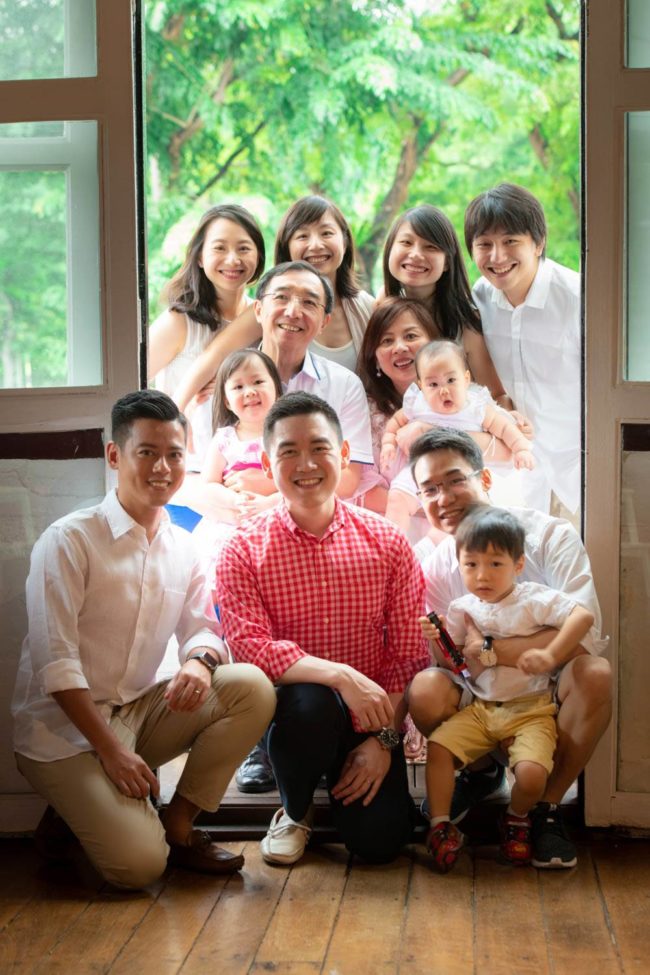 Family generation photoshoot of three generations of parents and children natural light portrait photography