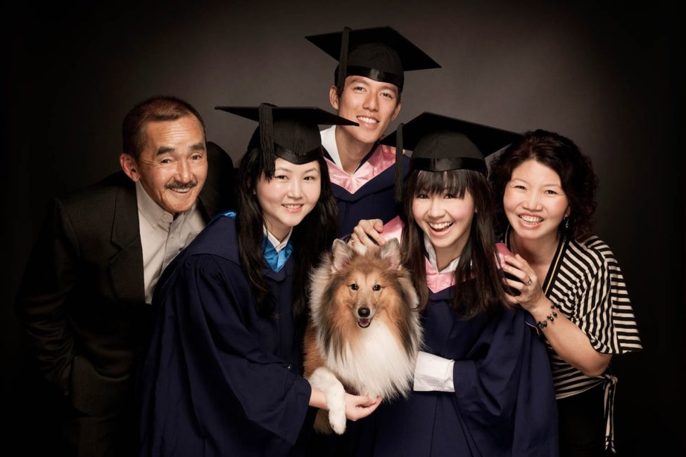 Convocation Photoshoot Package Singapore graduate candid family portraits with pet dog