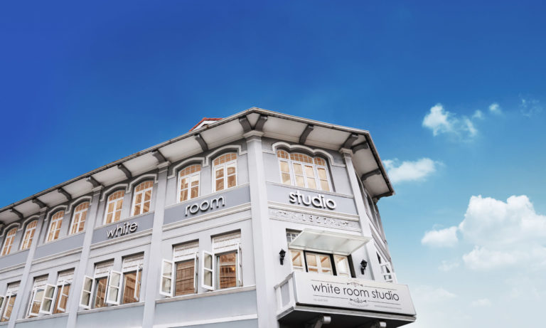 Exterior of White Room Studio shophouse at 219 River Valley Road Singapore