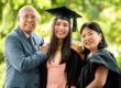 Family with parents and their children wearing a graduation gown and cap within a photography studio setting during a graduation photoshoot in Singapore, White Room Studio. Credit: White Room Studio Pte Ltd
