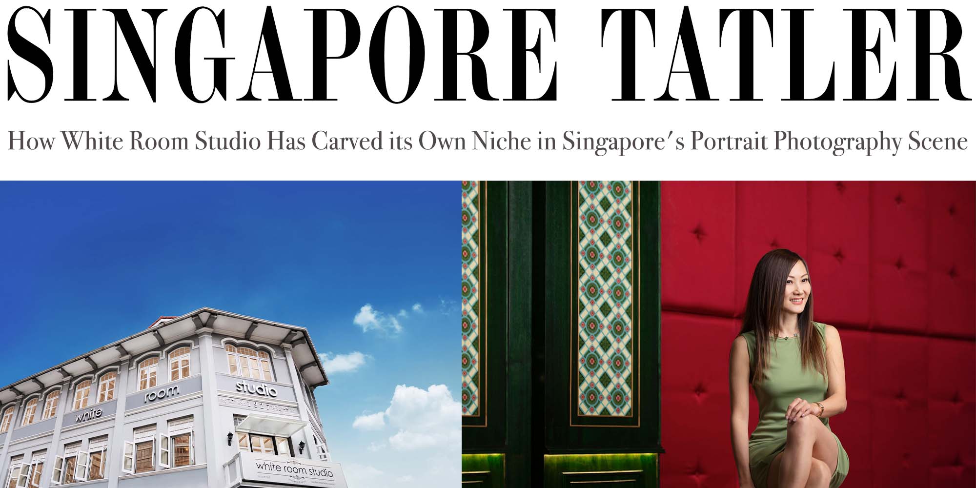 Screenshot of media and news article of White Room Studio in Singapore Tatler 2021
