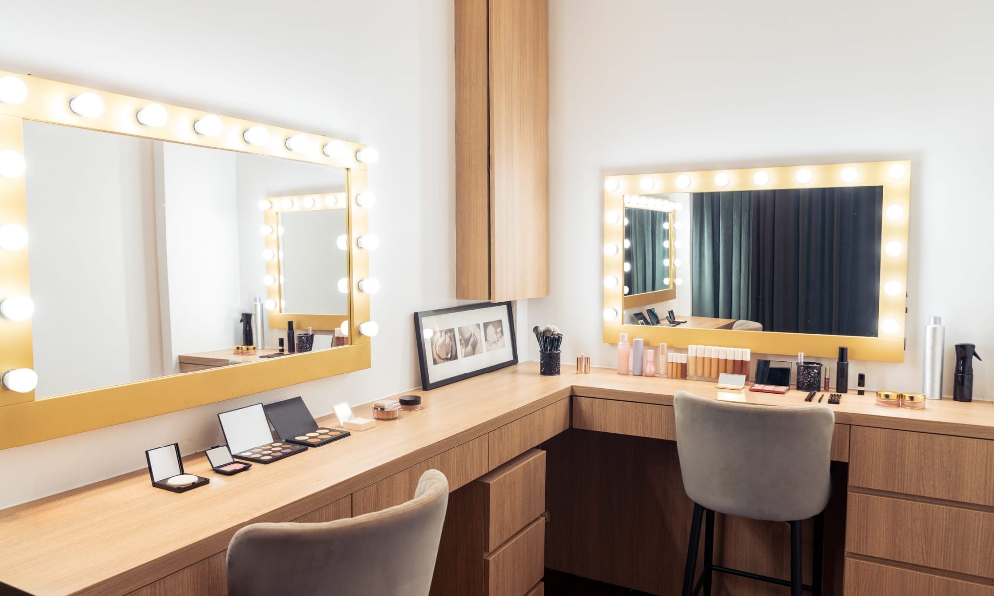 White Room Studio_Makeup Room Vanity lounge (makeup room) for White Room Studio clients who require makeup and hairstyling services, taken in photography studio, Singapore, White Room Studio. Credit: White Room Studio