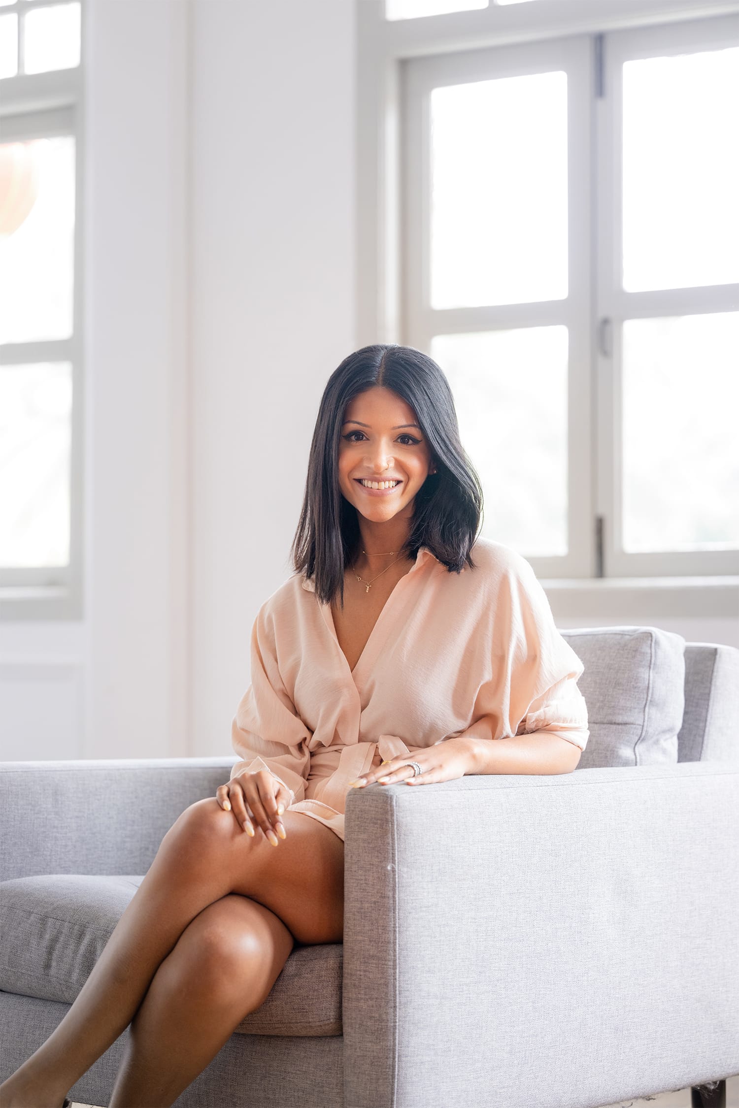 Corporate professional in a photography studio setting during a corporate photoshoot in Singapore, White Room Studio. Credit: White Room Studio Pte Ltd