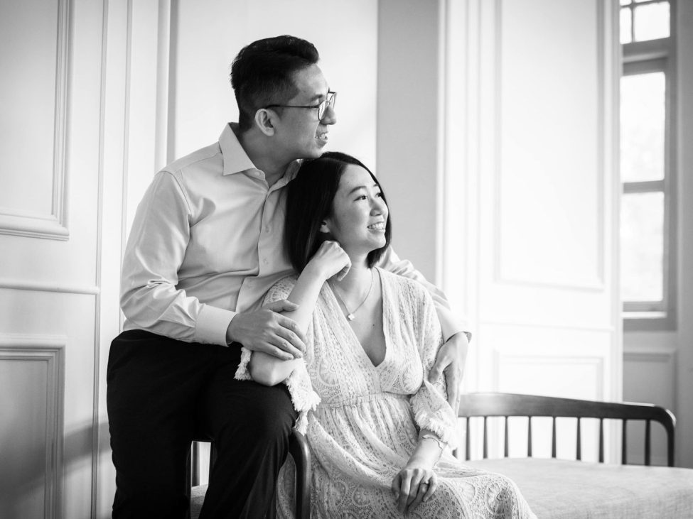 Couple photoshoot in natural light photo studio at White Room Studio, 219 River Valley Road Singapore
