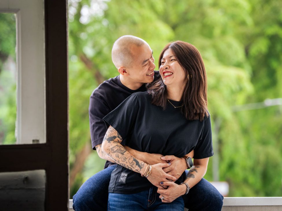 Couple photoshoot in natural light photo studio at White Room Studio, 219 River Valley Road Singapore