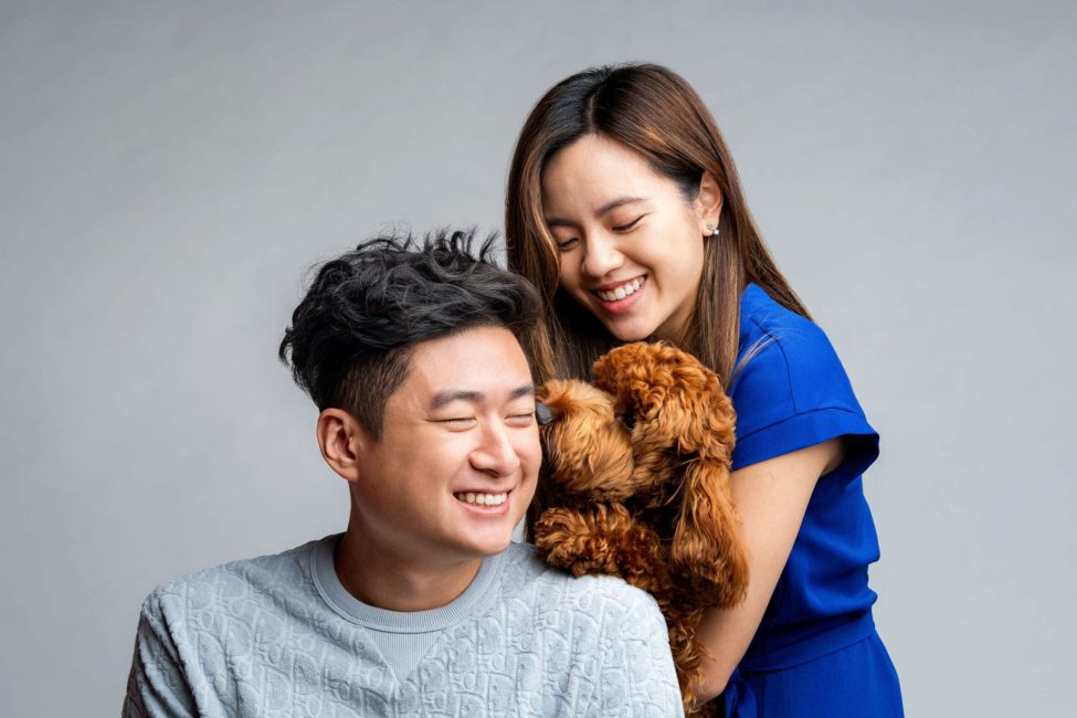 Couple photoshoot in natural light photo studio at White Room Studio, 219 River Valley Road Singapore