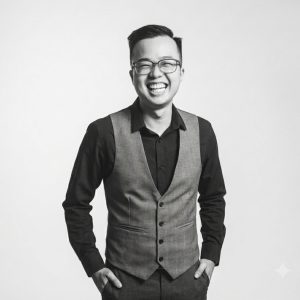 Portrait of a professional photographer in a photography studio setting during a personal portrait photoshoot in Singapore, White Room Studio. Credit: White Room Studio Pte Ltd