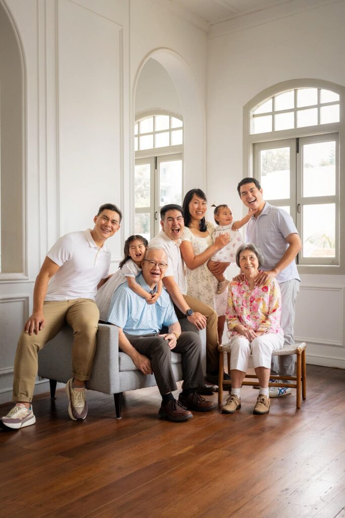 Family photoshoot at White Room Studio natural light photo studio, 219 River Valley Road Singapore