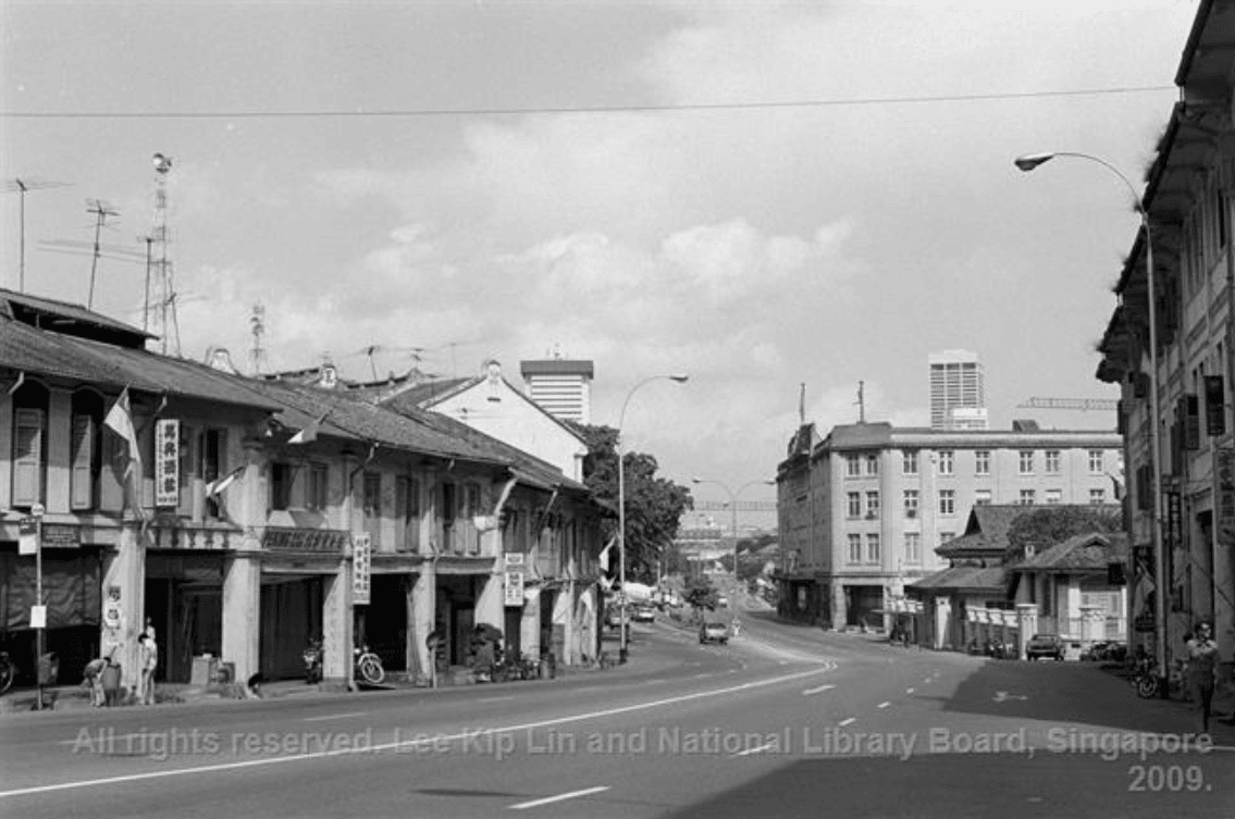 Shophouses at junction of River Valley Road and Tank Road Lee Kip Lin Collection, National Library Singapore